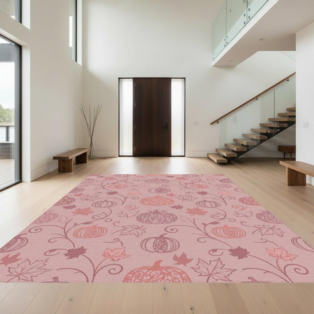 Ornate Pumpkin Fall Maple Vine Rug
