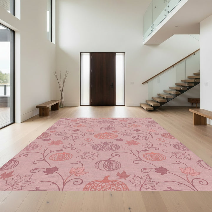 Ornate Pumpkin Fall Maple Vine Rug