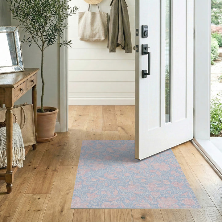 Pink Floral Blue Vintage Area Rug