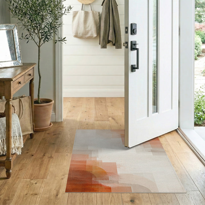 Modern Orange Abstract Area Rug