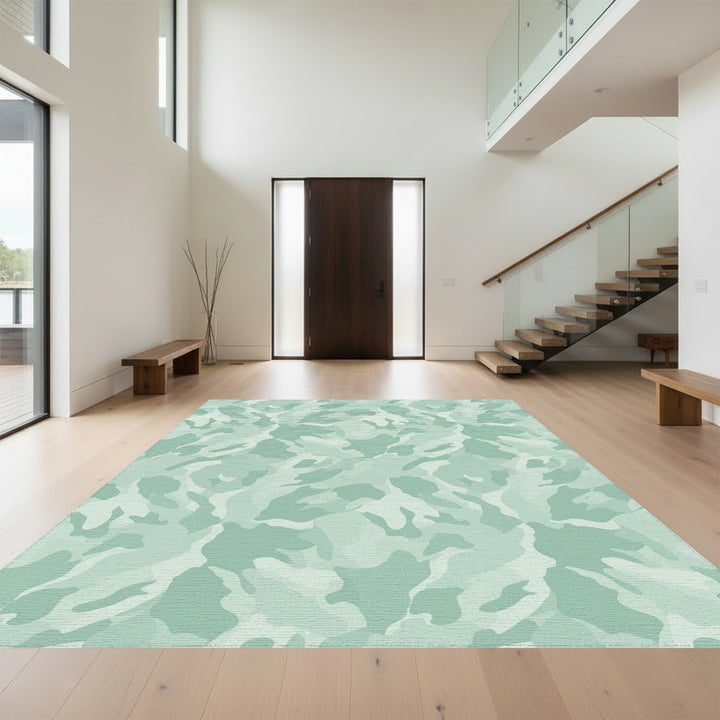 Muted Green Camouflage Abstract Blends Rug