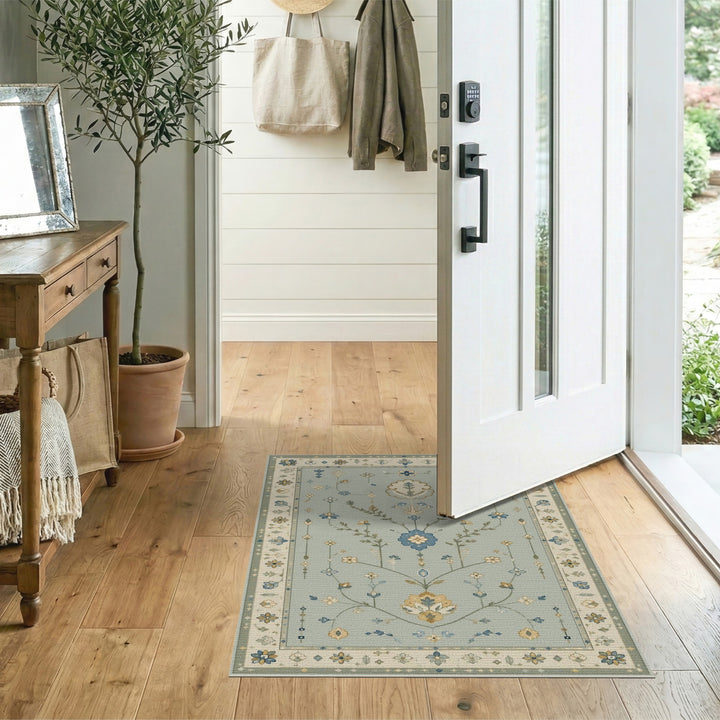 Blue Floral Vintage Area Rug
