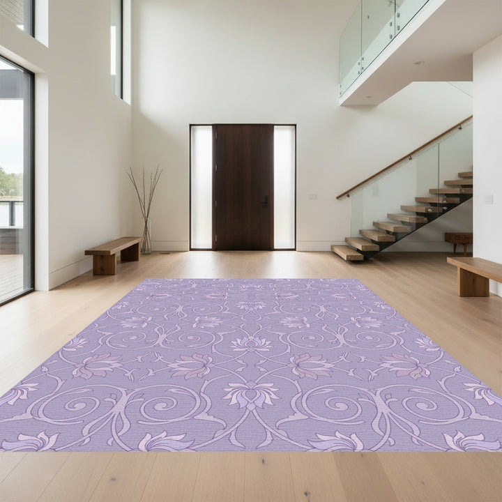 Lila Floral Scroll Swirl Rug