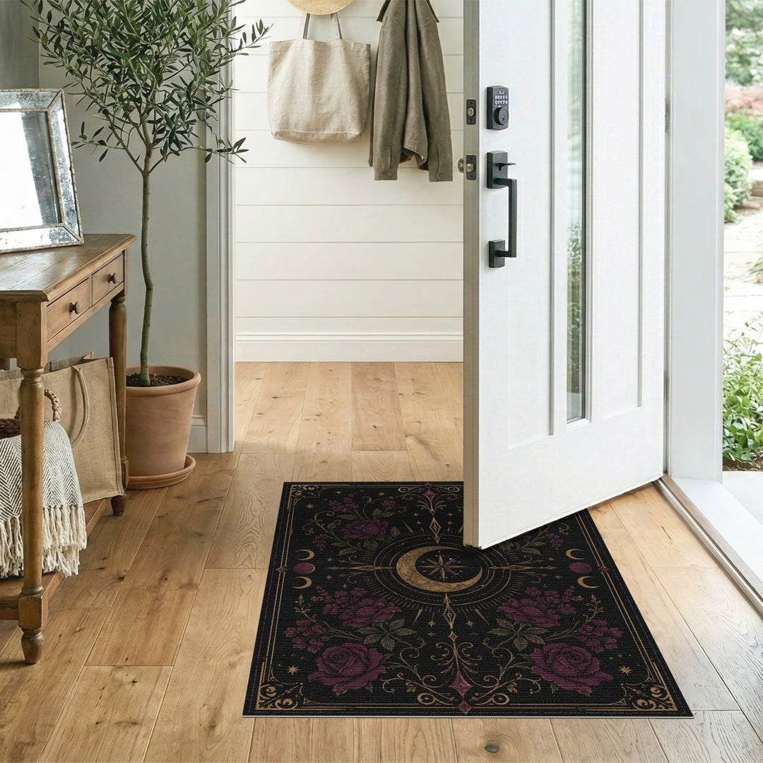 Purple Rose Celestial Moon Area Rug