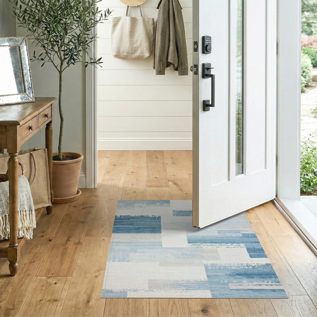 Blue Geometric Modern Area Rug