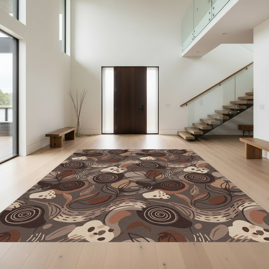 Warm Earthy Tone Organic Swirl Rug