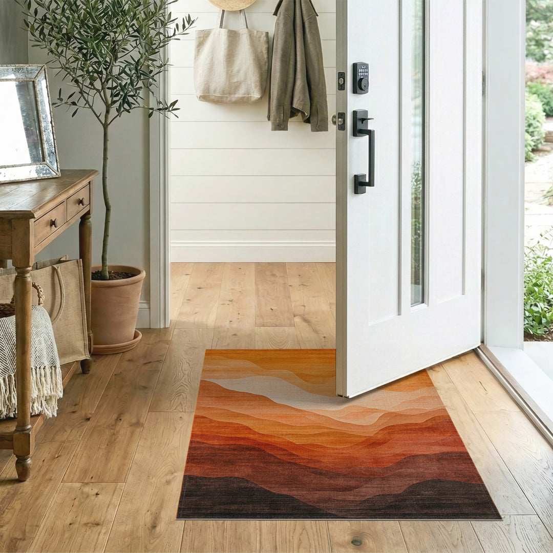 Orange Wave Horizon Area Rug