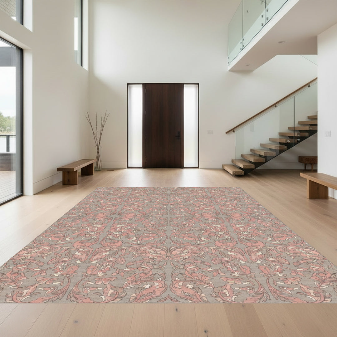 Vintage blush floral scrolling vine Rug