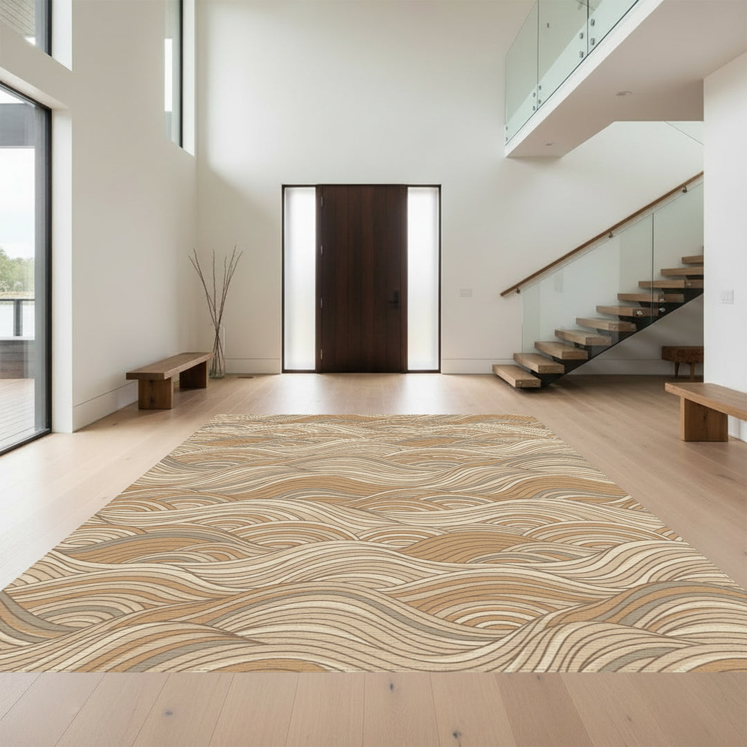 Earthy Tone Wavy Stripe Landscape Rug