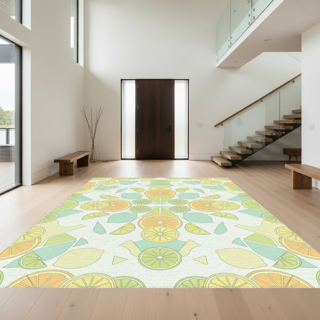 Citrus Slices Mandala Geometric Rug