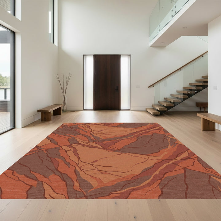 Terracotta Stone Veined Abstract Rug