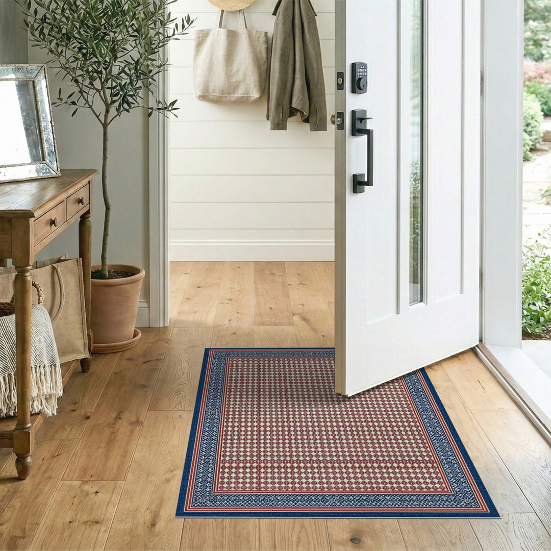 Multi-color and Patterns Navy Blue Geometric Dot Area Rug