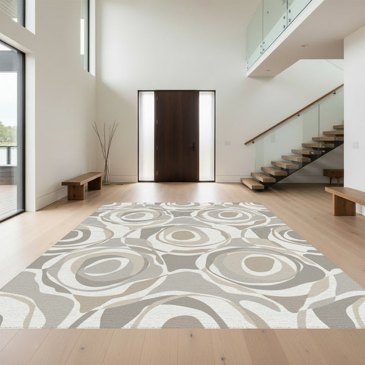 Earthy Swirl Abstract Circles Rug