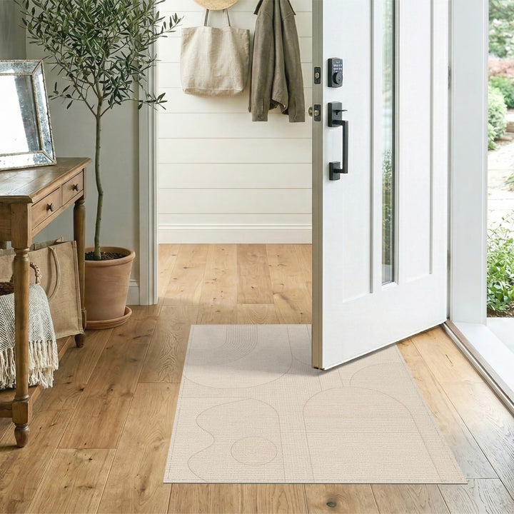 Beige Geometric Modern Area Rug