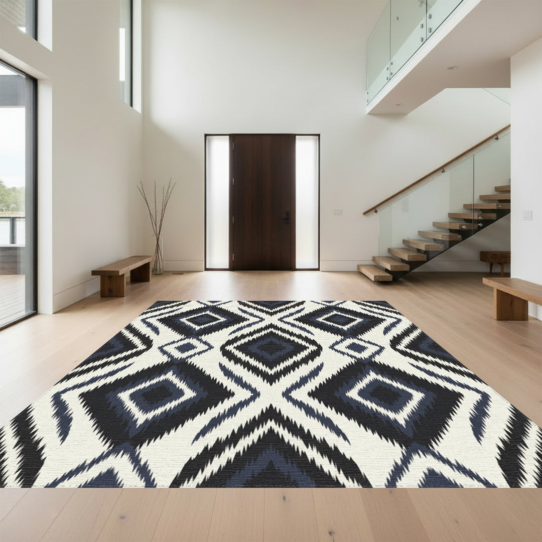 Midnight Diamond Ikat Shag Rug