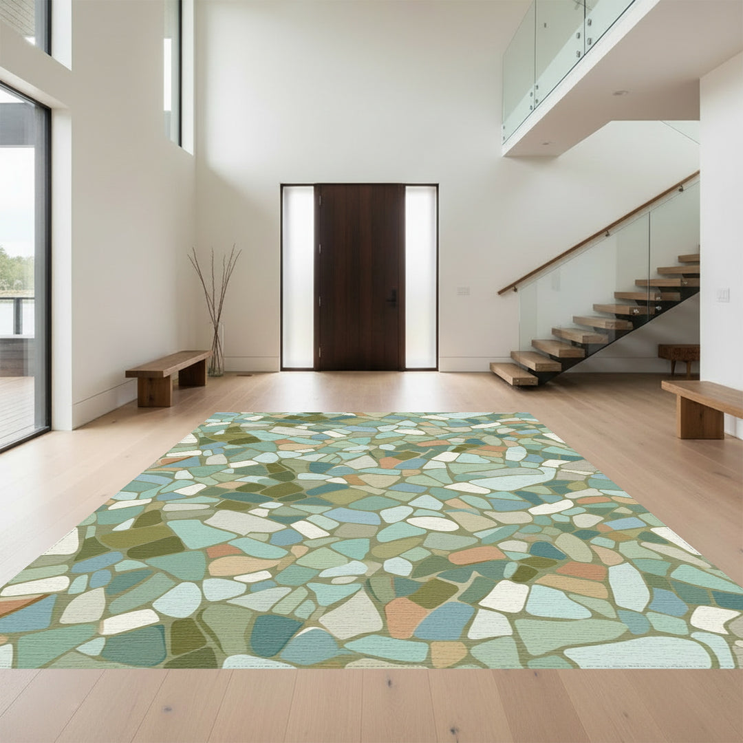 Earthy Tone Organic Stone Mosaic Rug