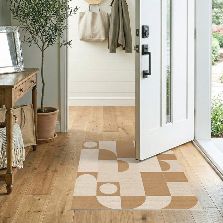 Geometric Modern Brown and Tan Modern Geometric Brown Area Rug