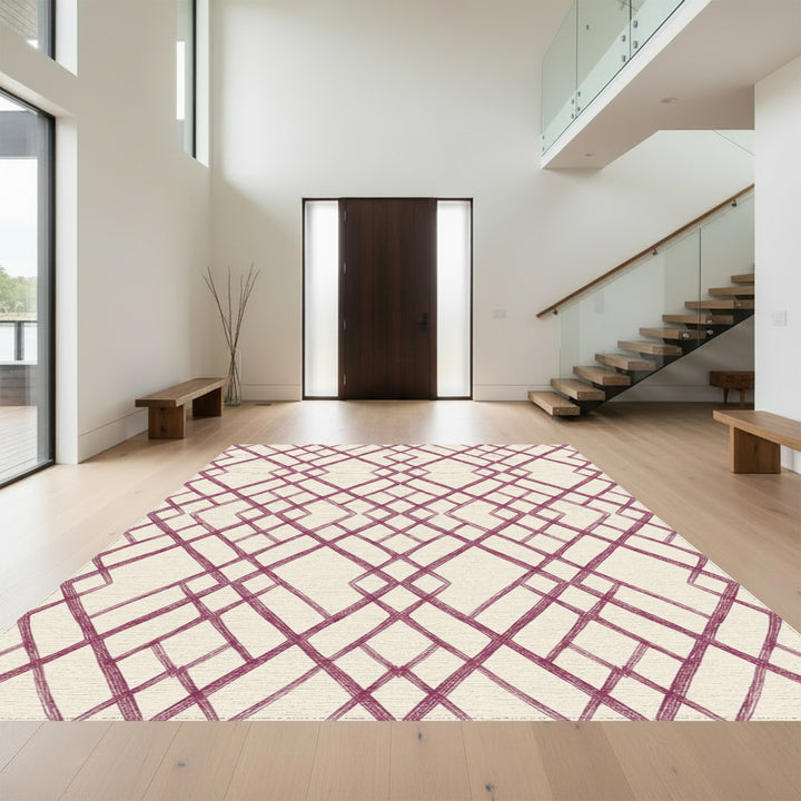 Woven Plum Lattice Garden Rug