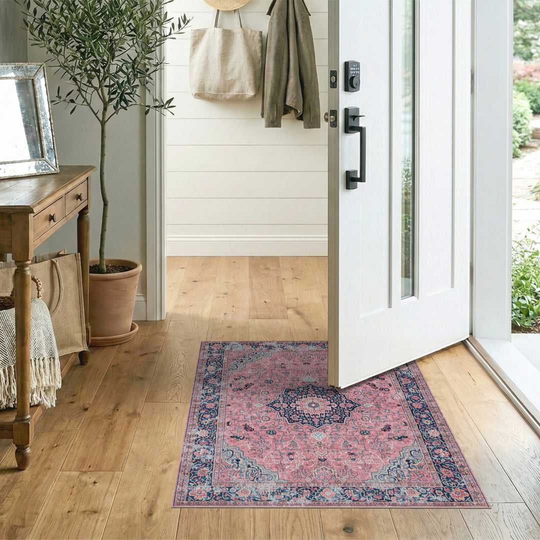 Floral Medallion Pink Persian Floral Medallion Area Rug