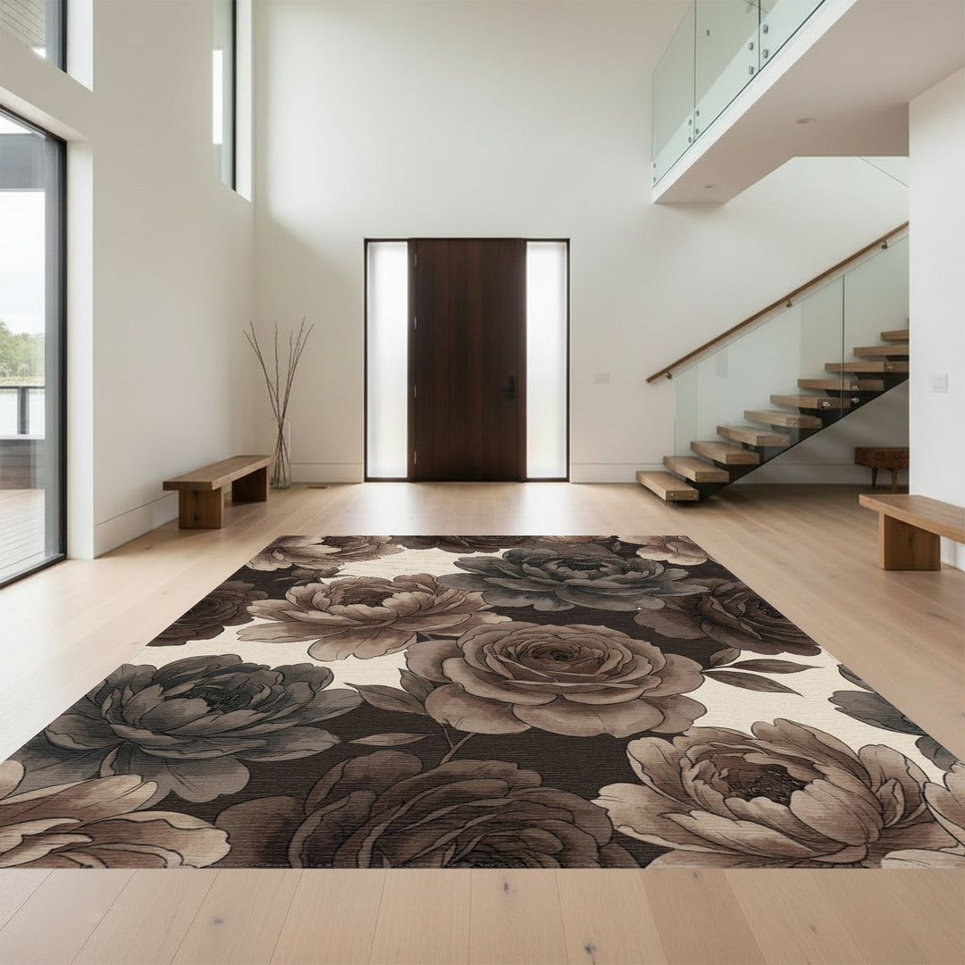 Vintage Sepia Floral Blossom Collage Rug