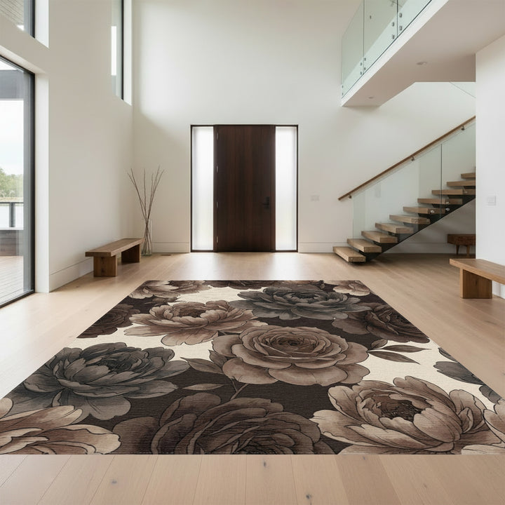 Vintage Sepia Floral Blossom Collage Rug