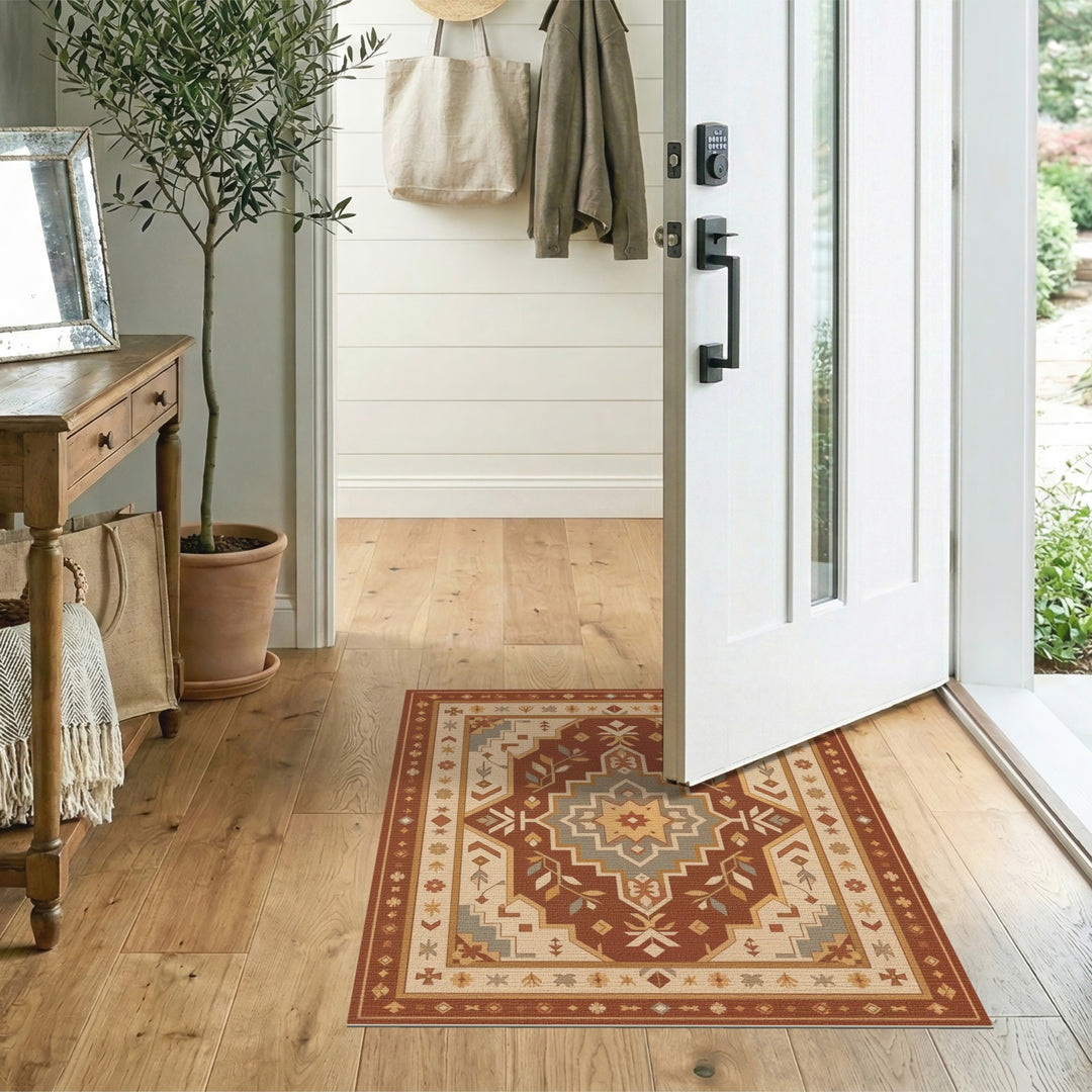 Red Southwestern Medallion Area Rug
