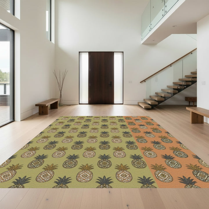 Ornate Pineapple Medallion Background Rug