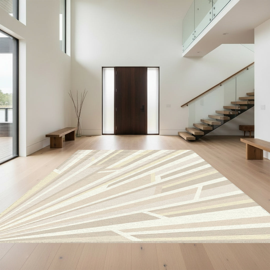 Neutral Cream Ray Geometric Rug