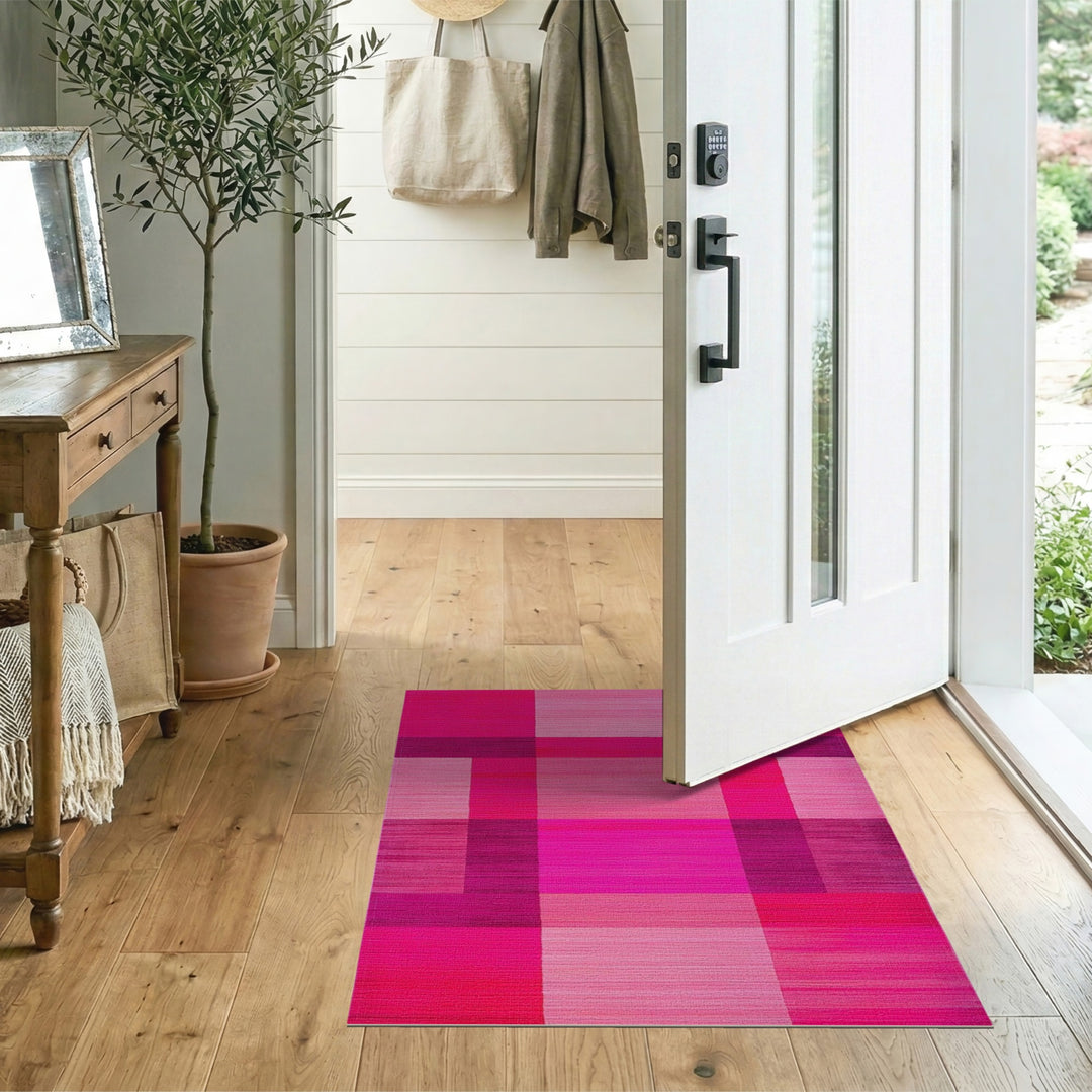 Geometric Modern Bold Pink Geometric Block Area Rug