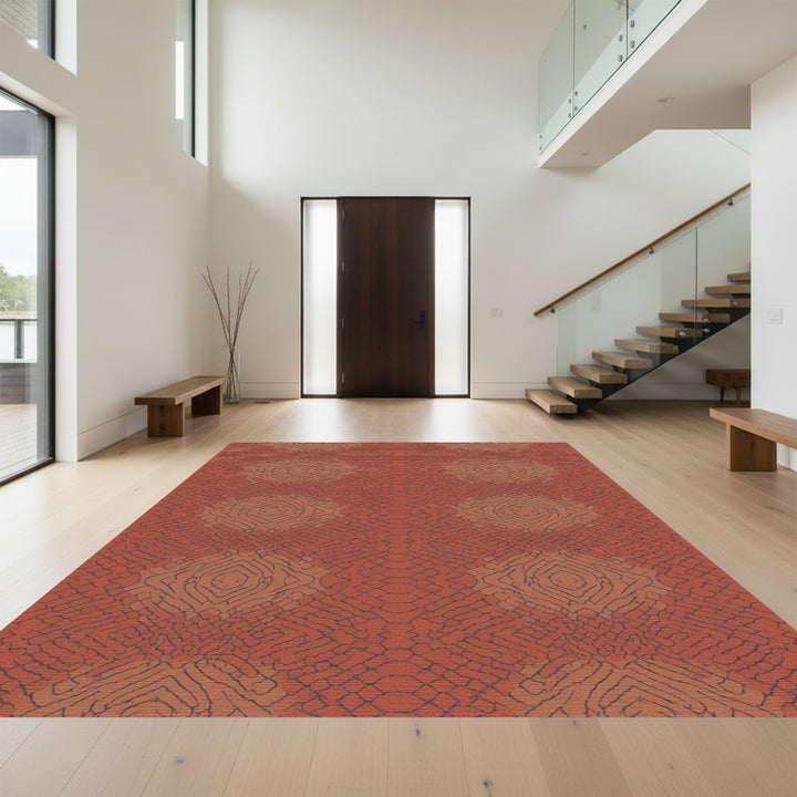 Rustic Terracotta Snake Skin Medallion Rug