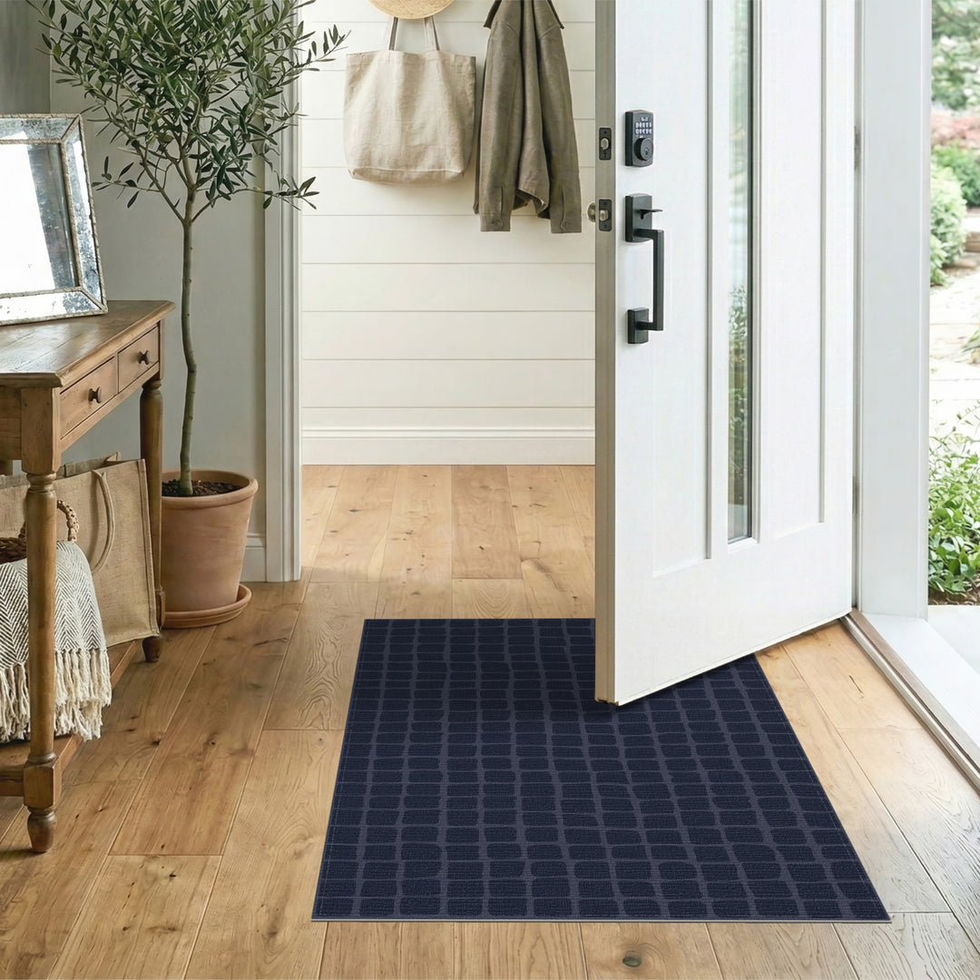 Navy Blue Geometric Area Rug