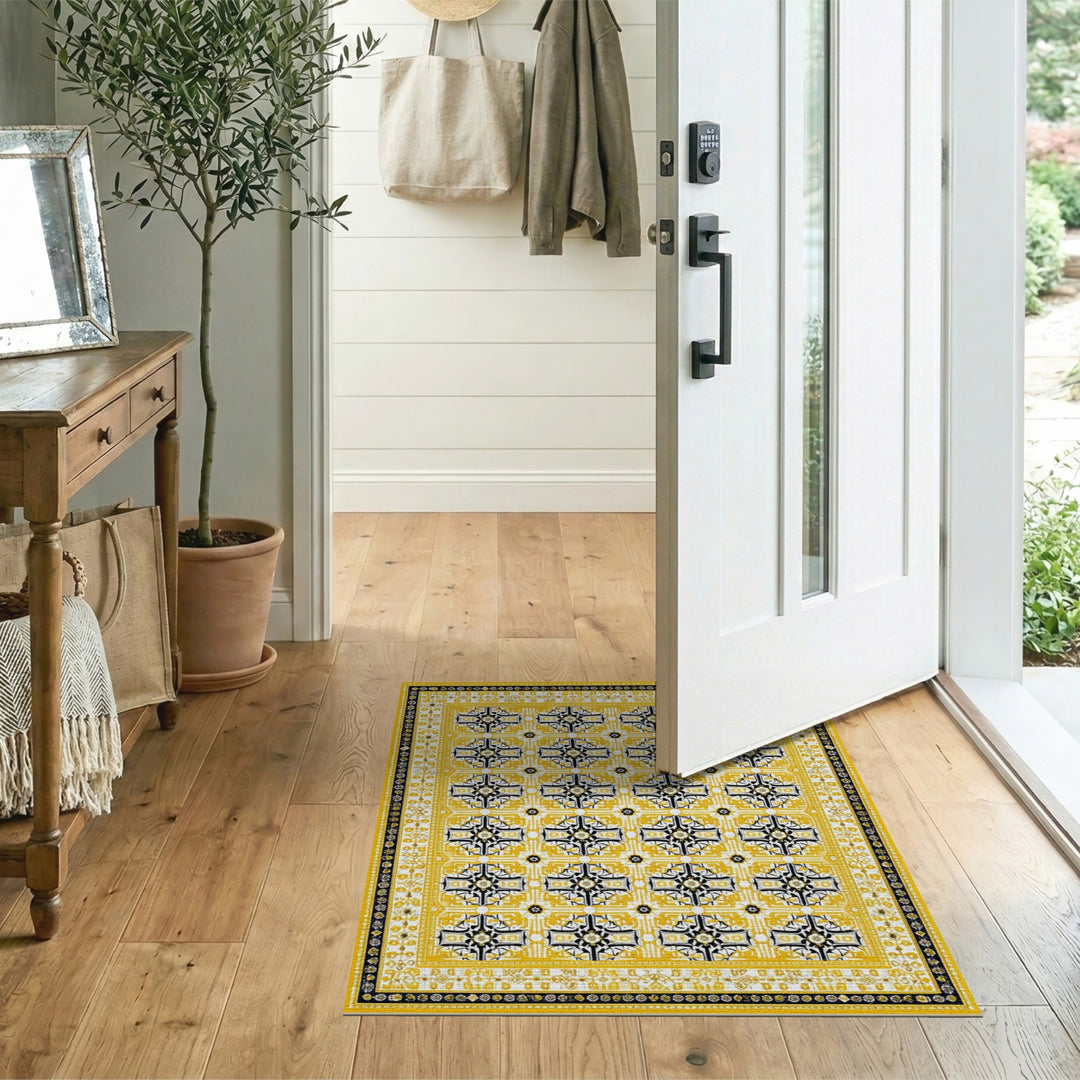 Yellow Geometric Modern Yellow Geometric Area Rug