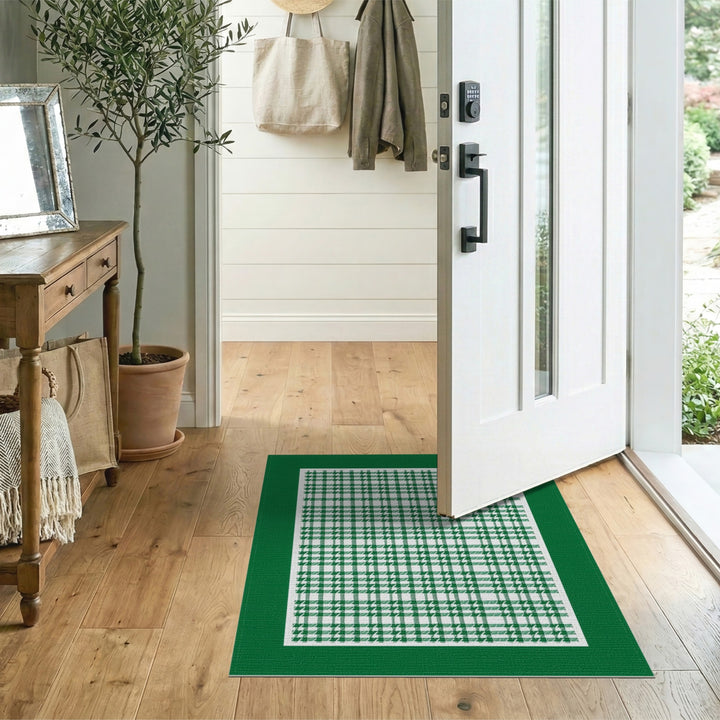 Geometric Modern Green Checkered Gingham Area Rug