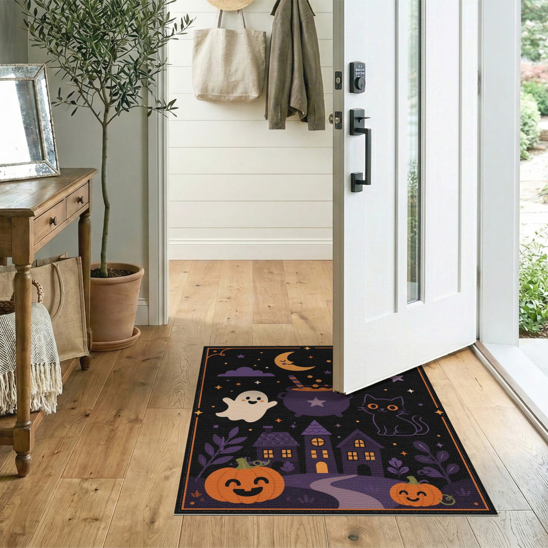 Cute Halloween Ghost Cat Cartoon Area Rug