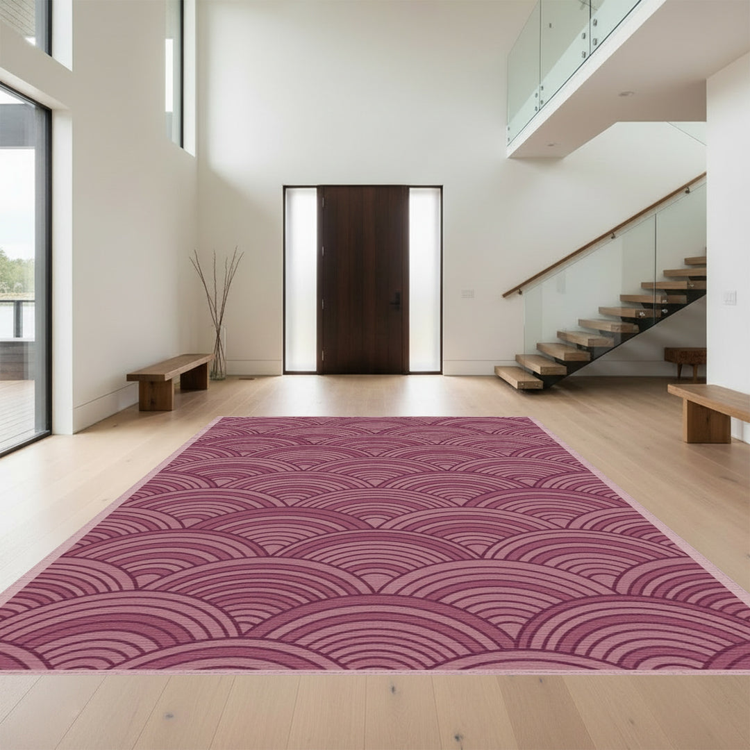 Mauve Scalloped Shell Arrangement Rug