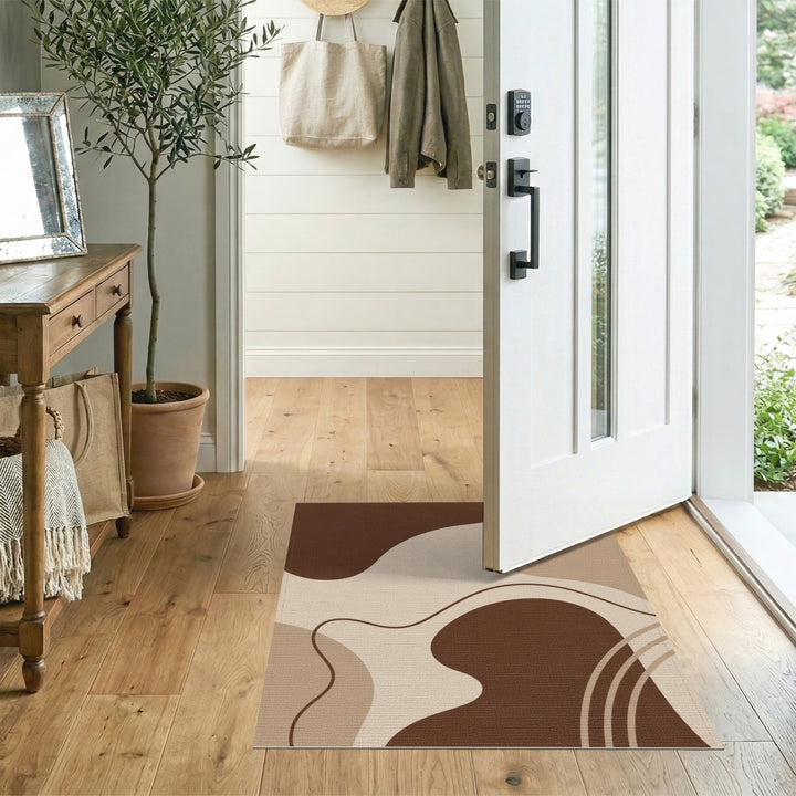 Abstract Area Brown and Tan Brown Abstract Wave Area Rug