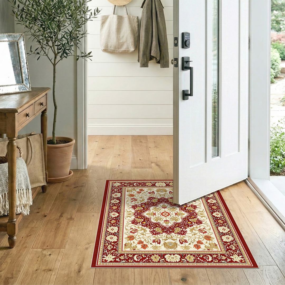 Red Persian Floral Medallion Area Rug