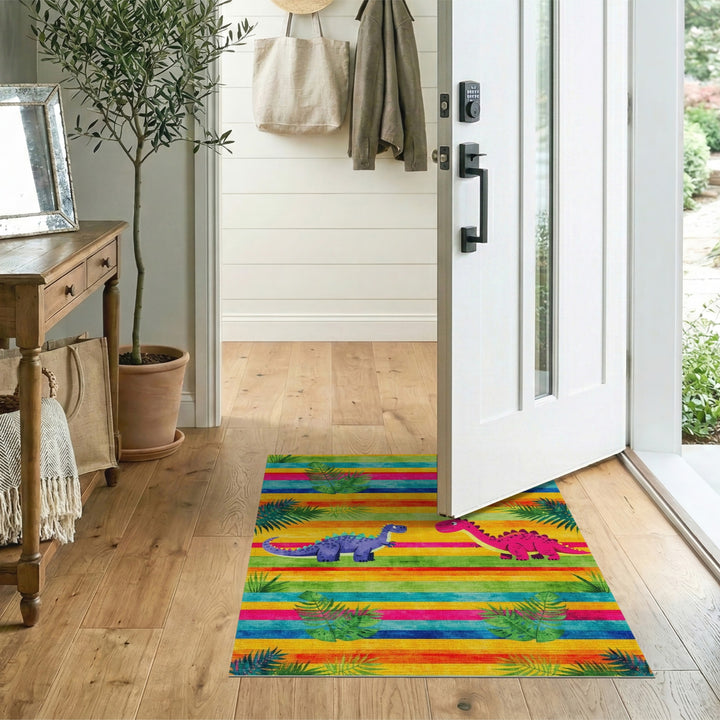 Dinosaur Friends Rainbow Kids Area Rug