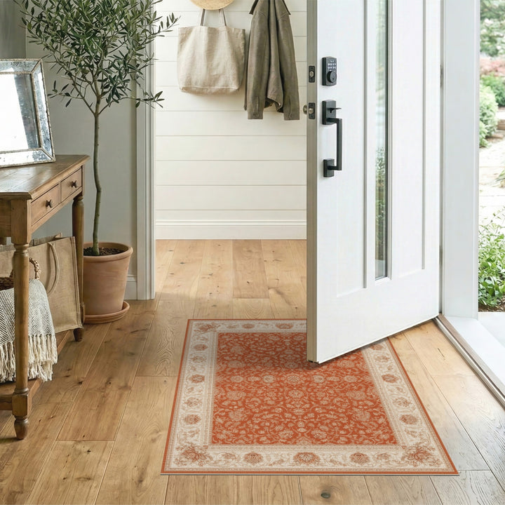 Traditional Persian Orange Floral Area Rug
