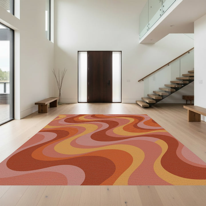 Retro Earth Tone Swirl Rug