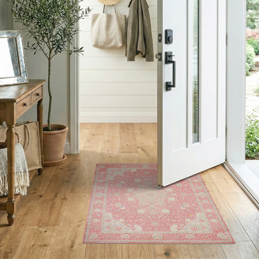 Pink Floral Vintage Area Rug