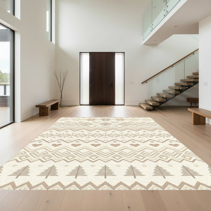 Neutral Earthy Tone Nordic Folk Rug