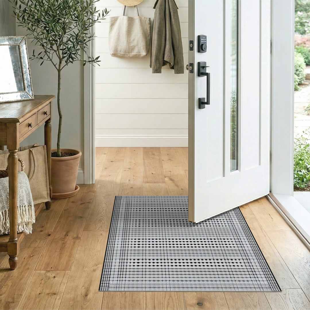 Black White Geometric Dot Area Rug