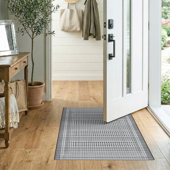 Black White Geometric Dot Area Rug