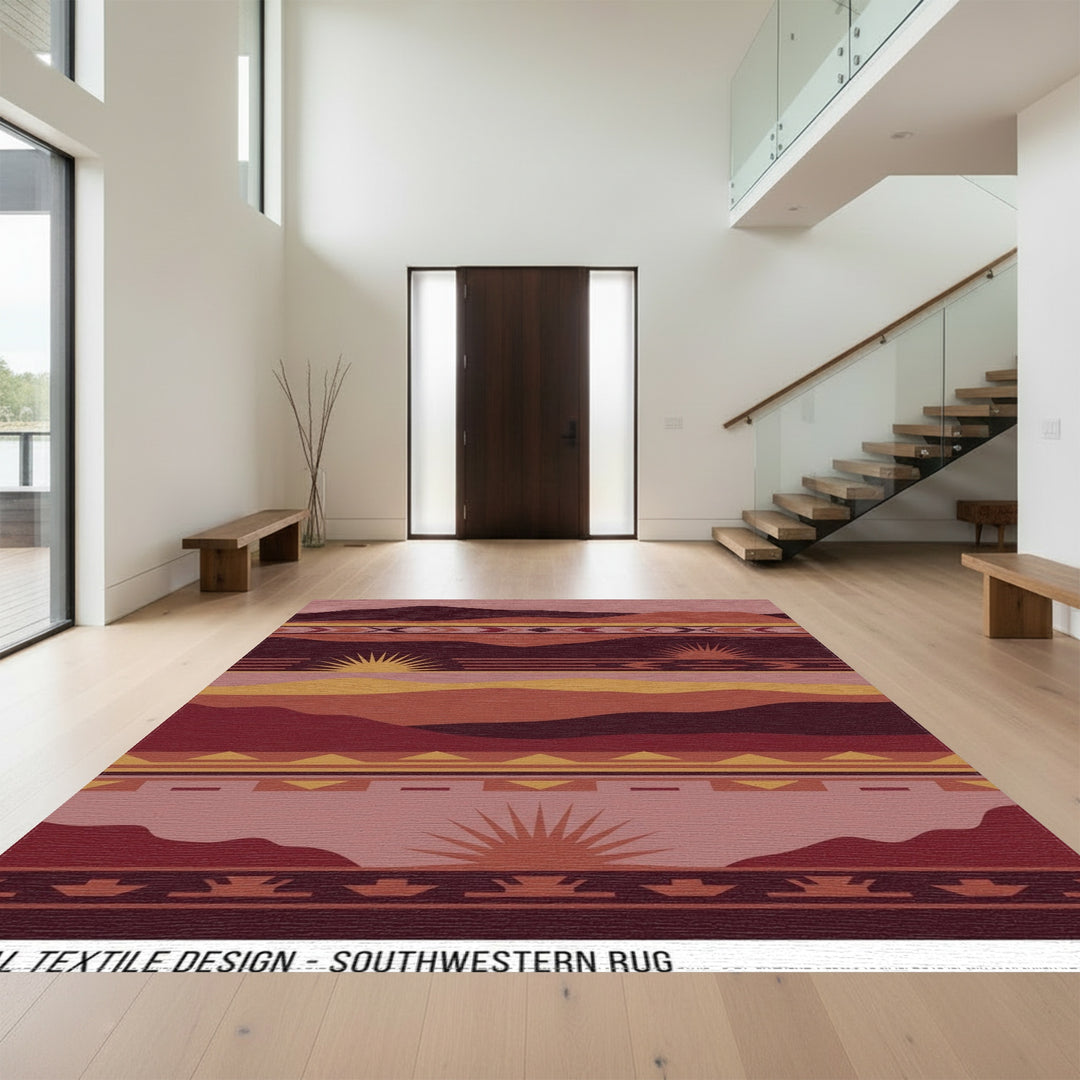 Earthy Southwestern Landscape Sunburst Rug