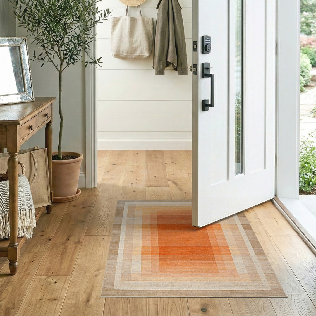Orange Geometric Gradient Area Rug
