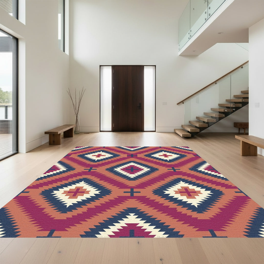 Crimson Diamond Sun Motif Rug