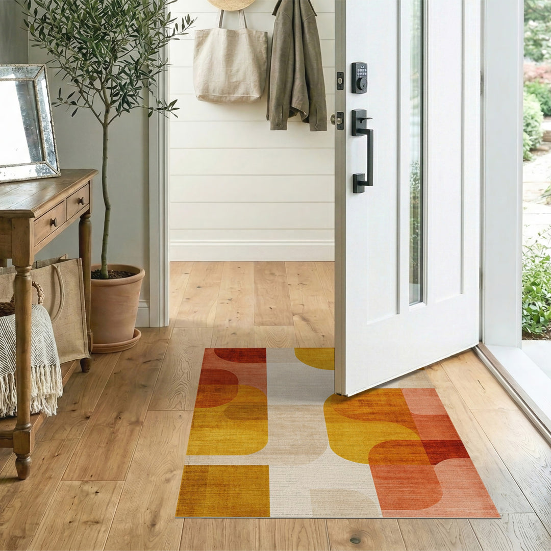 Multi-Color Geometric Washable Area Rug