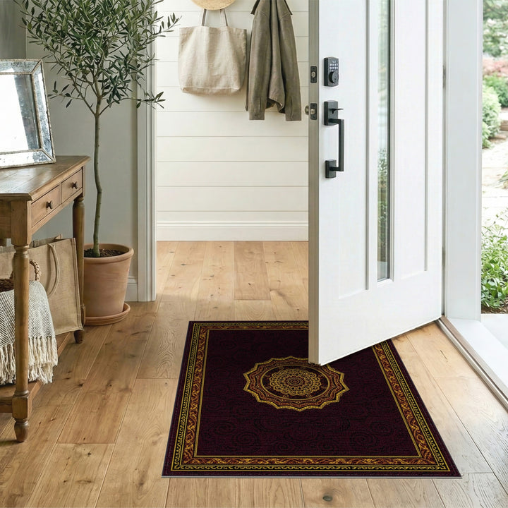 Red Gold Traditional Persian Medallion Area Rug