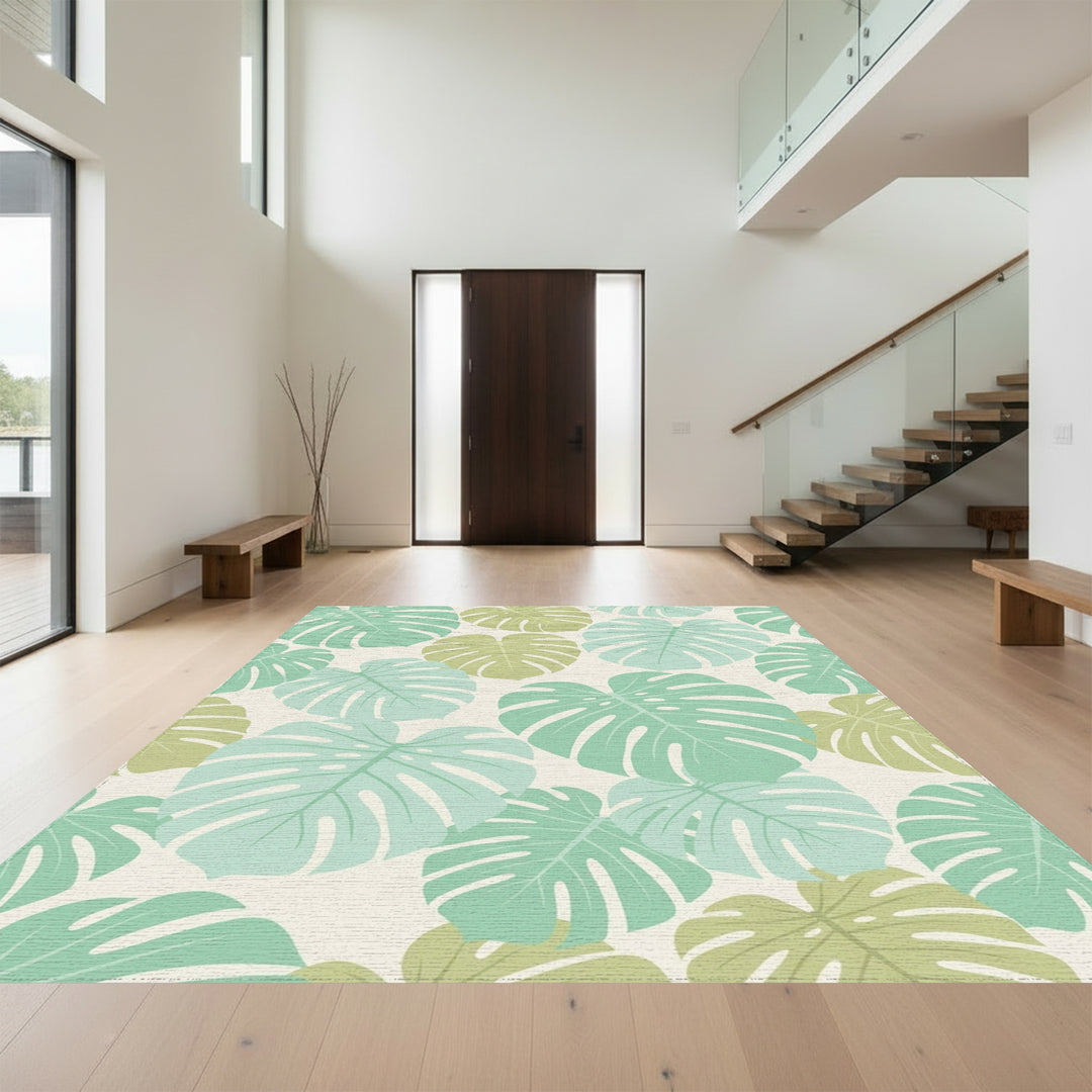 Tropical Monstera Leaf Pastel Blend Rug